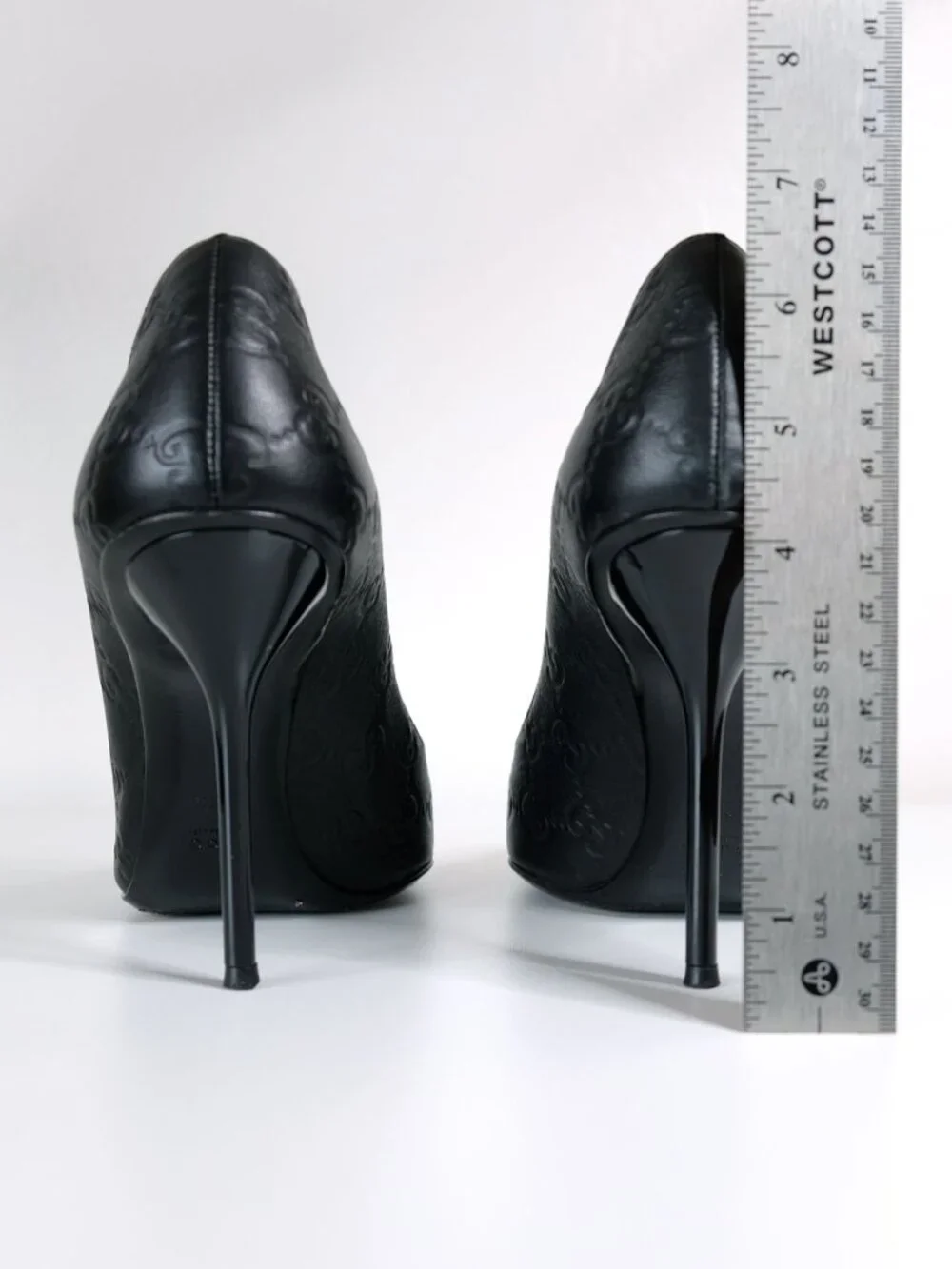 Gucci Guccissima Peep Toe Stilettos, Matte Black